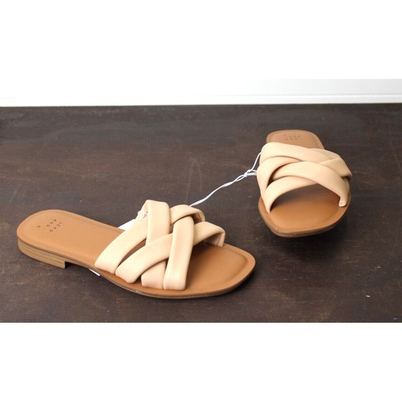 A New Day Women Tan Beige Crisscross Strap Slide Sandals Flats Size 6.5 - Picture 6 of 11